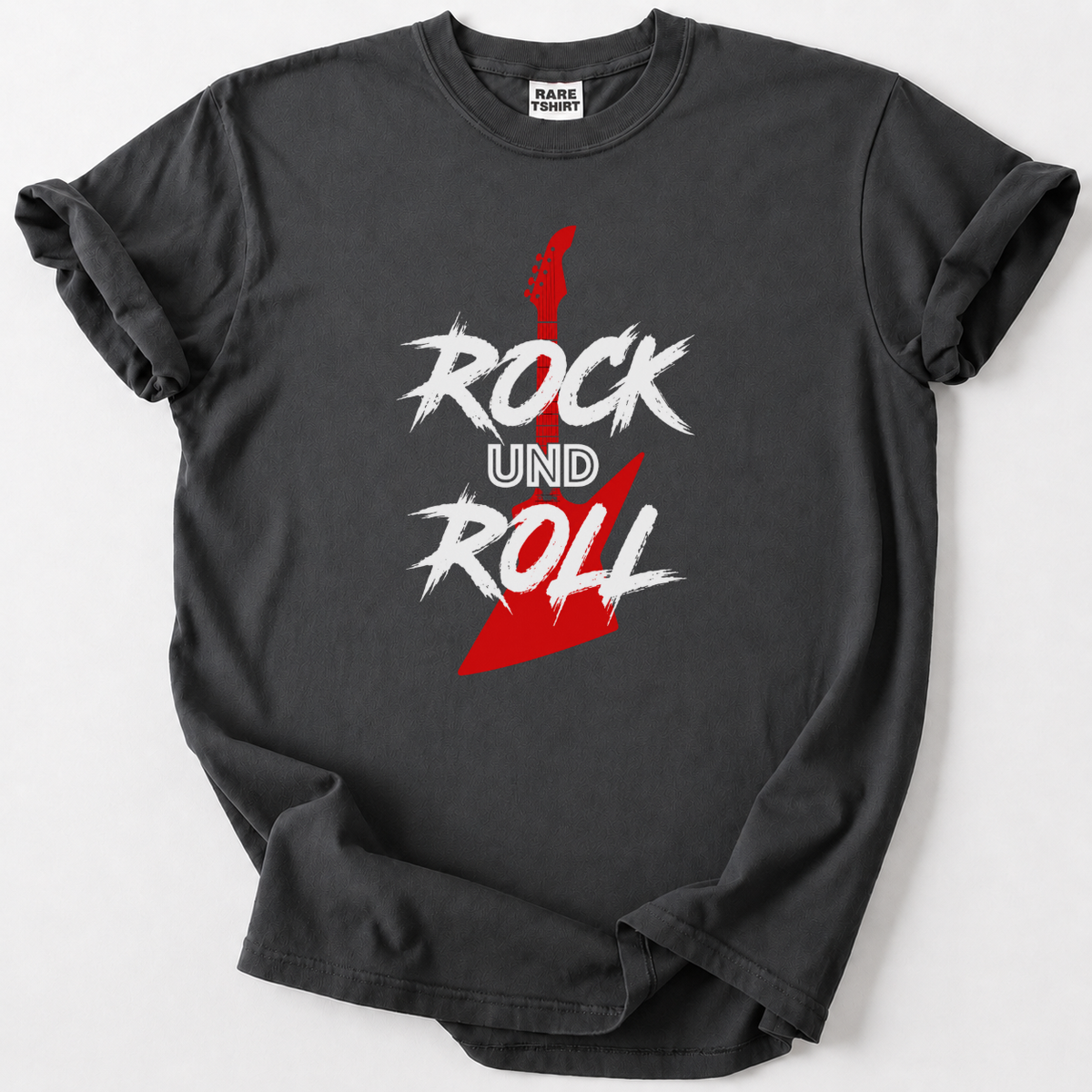 Zeitloses Rock und Roll T-Shirt mit E-Gitarren-Design für echte Musikfans. Weiche Baumwolle, klassischer Look