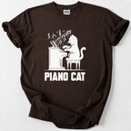 Rock a playful Piano Cat design on soft, premium cotton. The perfect gift for cat lovers, pianists &amp; music fans