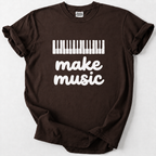 Celebrate your passion for music with our "Make Music" piano keys tee. Soft, durable cotton in a bold retro design