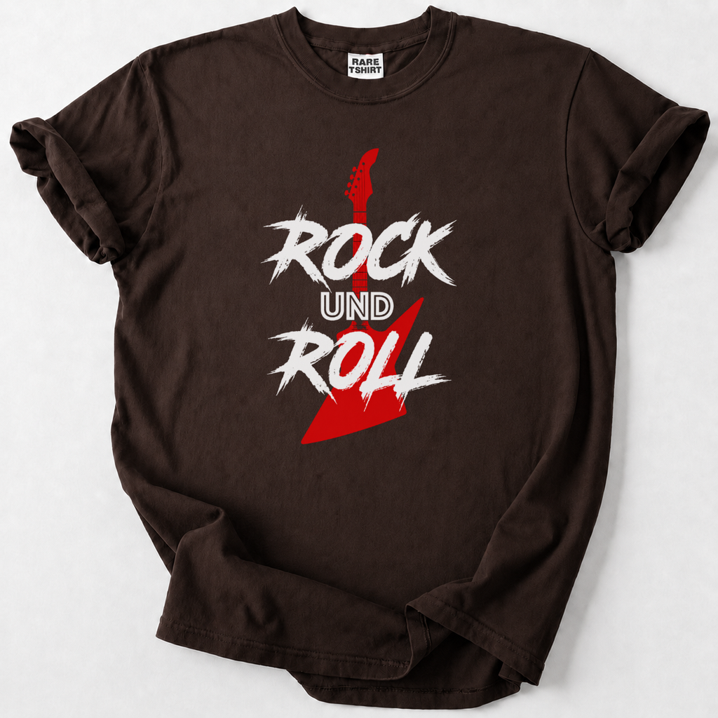 Zeitloses Rock und Roll T-Shirt mit E-Gitarren-Design für echte Musikfans. Weiche Baumwolle, klassischer Look