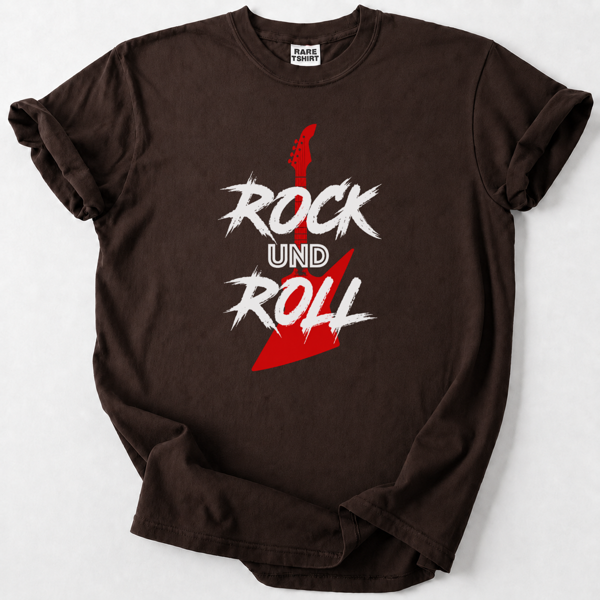 Zeitloses Rock und Roll T-Shirt mit E-Gitarren-Design für echte Musikfans. Weiche Baumwolle, klassischer Look