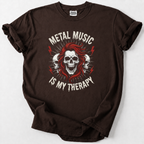  Metal Music Is My Therapy tee. Bold skull art, premium cotton comfort. 