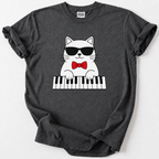 Shop our Cool Cat Piano Player Tee, a fun, quirky design for music lovers and cat fans. Soft, premium cotton.