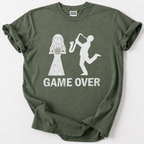 Funny Game Over saxophone player wedding t-shirt for musicians and grooms