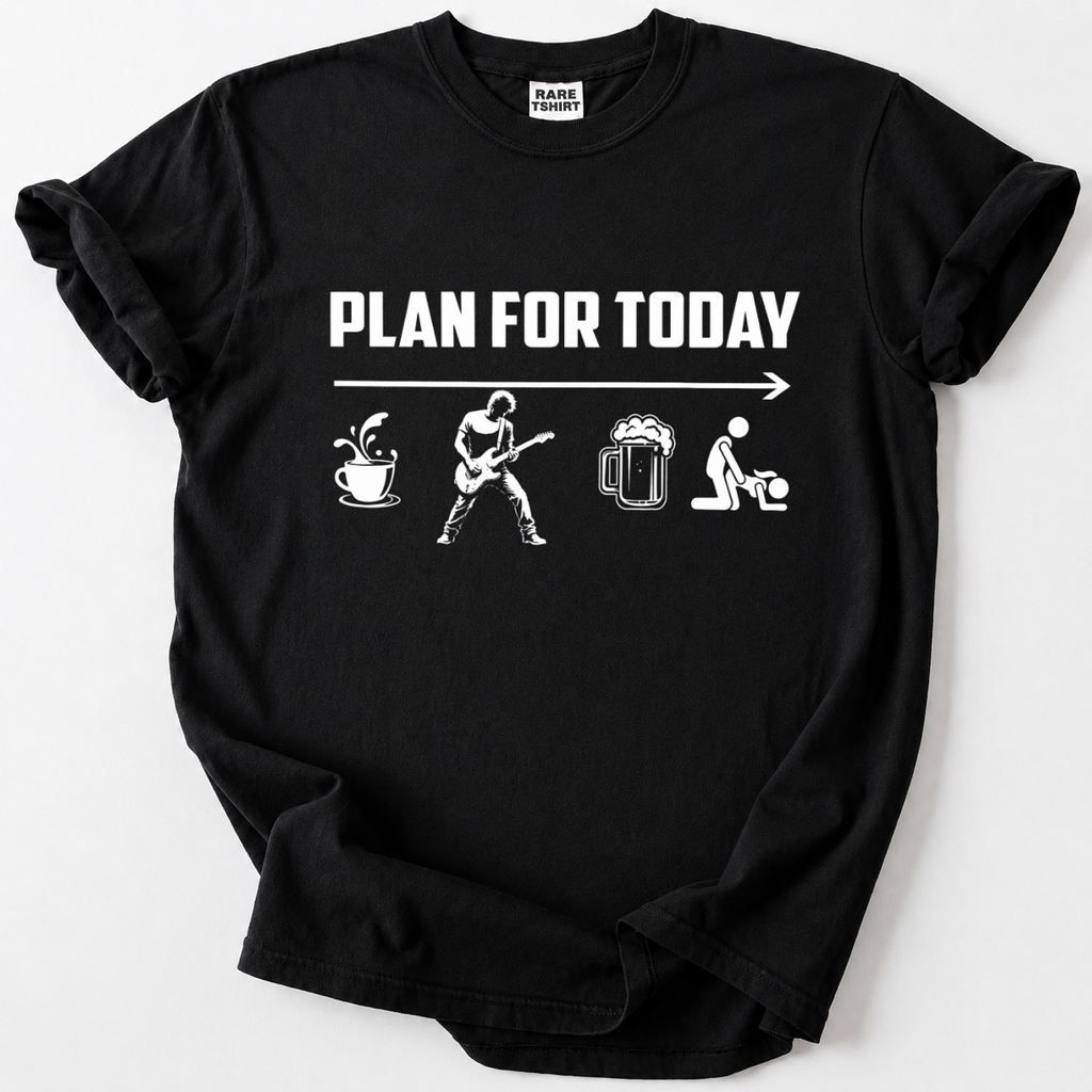Black classic rock guitar player daily plan graphic cotton t-shirt