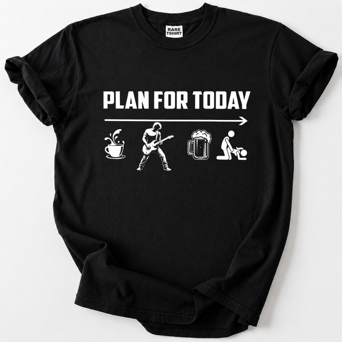 Black classic rock guitar player daily plan graphic cotton t-shirt