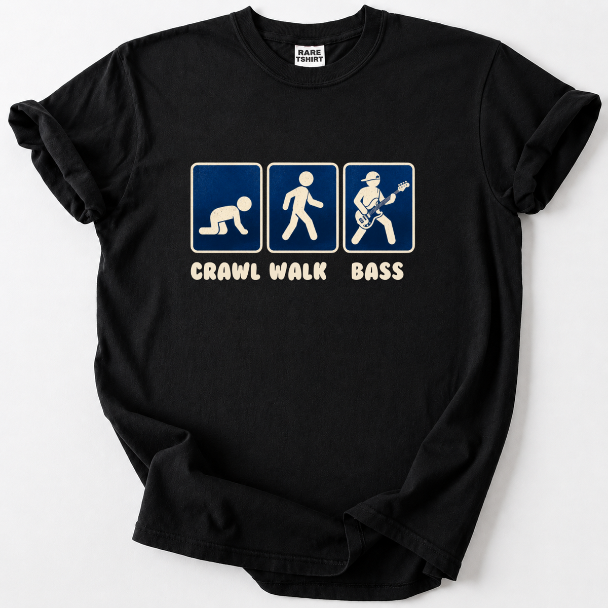 Rock out with our Crawl Walk Bass Tee! Perfect gift for bassists &amp; rock lovers. Soft, durable cotton. 