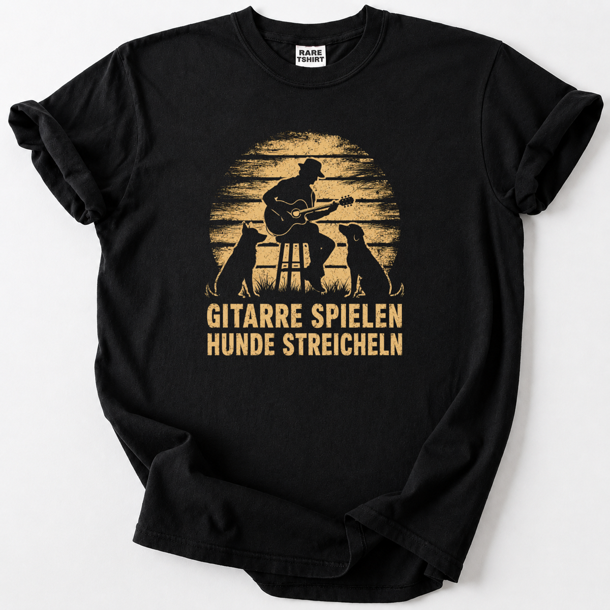Play guitar, pet dogs. wear it proud. This vintage-style tee is made for true guitar &amp; dog lovers. Premium comfort