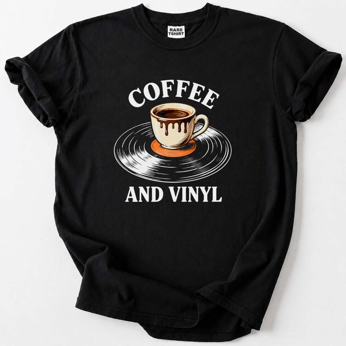 Cozy up with coffee &amp; vinyl vibes. Soft, premium tee for music lovers who savor the little rituals.