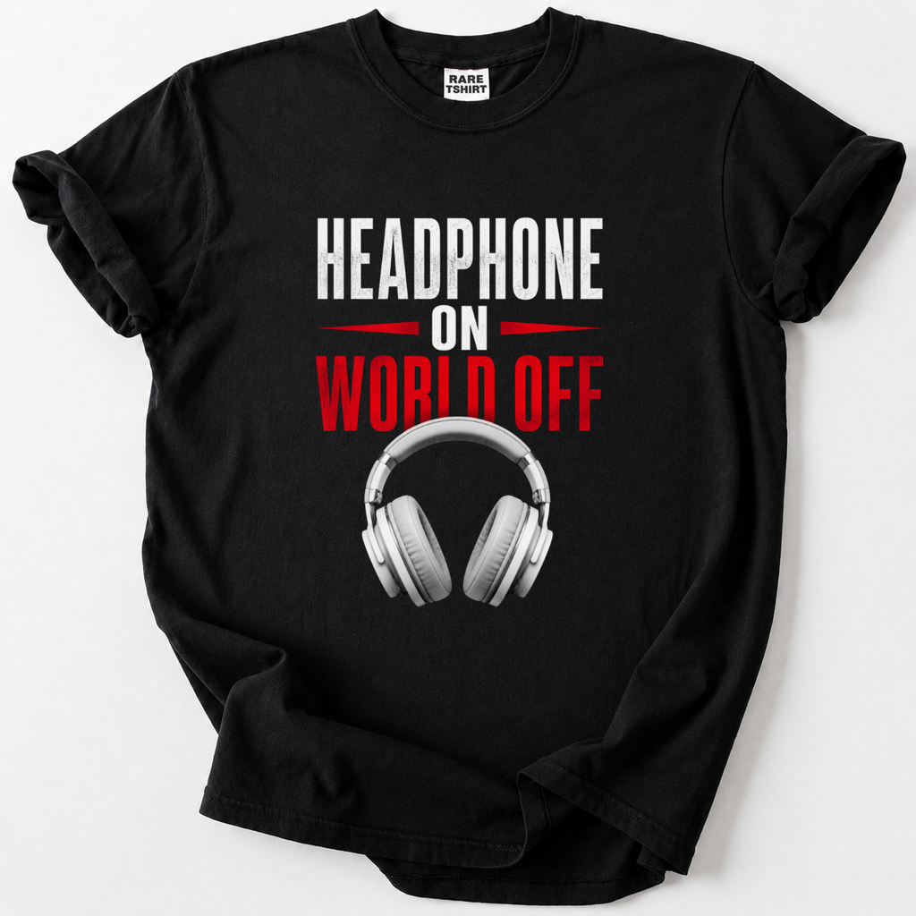 Tune out the noise with our Headphone On World Off Tee. Bold graphic design for true music lovers. Soft, comfy cotton.