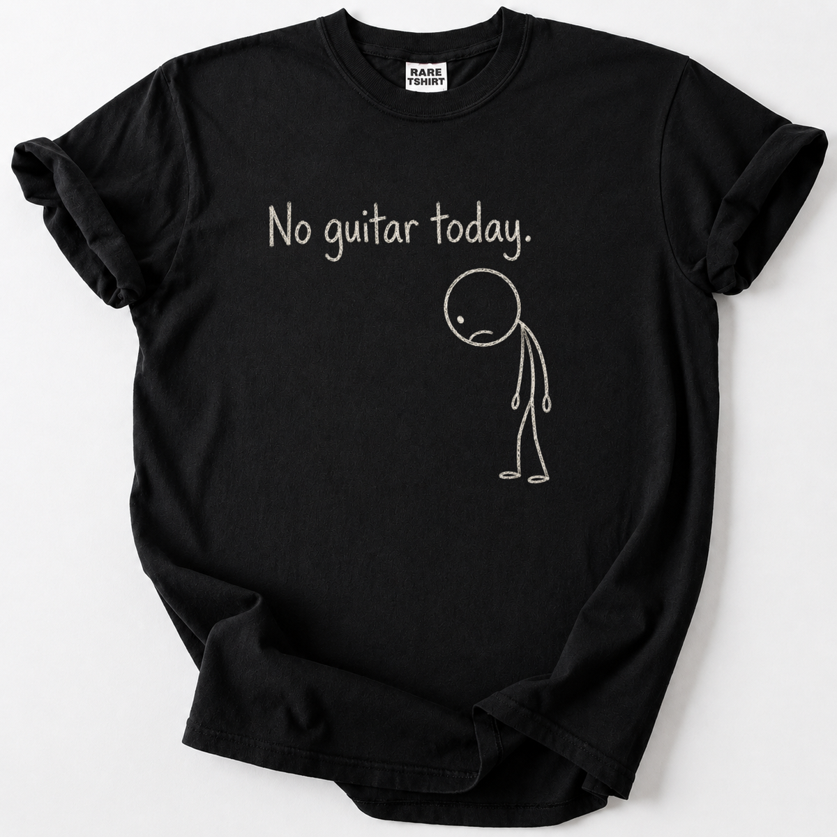 Feeling lost without your six-string? Our witty "No Guitar Today" t-shirt makes the perfect gift for guitarists and rock music fans. 