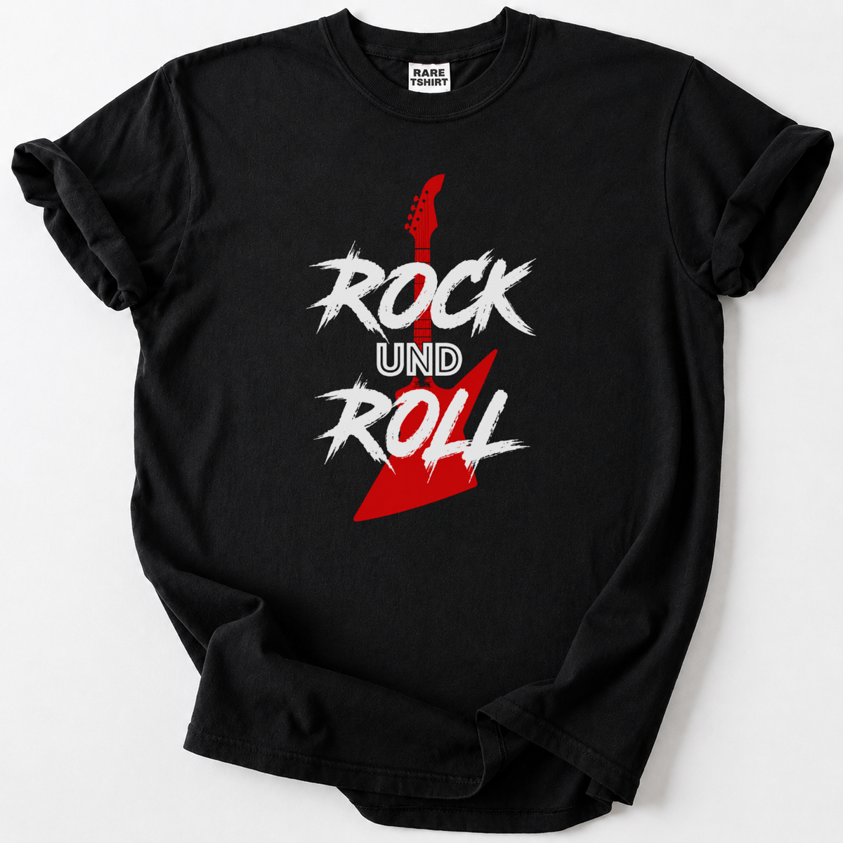 Zeitloses Rock und Roll T-Shirt mit E-Gitarren-Design für echte Musikfans. Weiche Baumwolle, klassischer Look