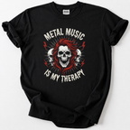  Metal Music Is My Therapy tee. Bold skull art, premium cotton comfort. 