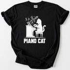 Rock a playful Piano Cat design on soft, premium cotton. The perfect gift for cat lovers, pianists &amp; music fans