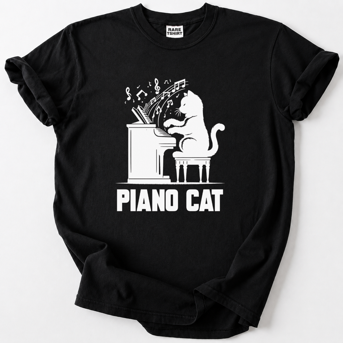 Rock a playful Piano Cat design on soft, premium cotton. The perfect gift for cat lovers, pianists &amp; music fans