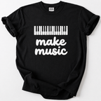 Celebrate your passion for music with our "Make Music" piano keys tee. Soft, durable cotton in a bold retro design