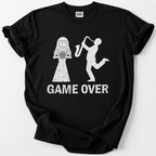 Funny Game Over saxophone player wedding t-shirt for musicians and grooms