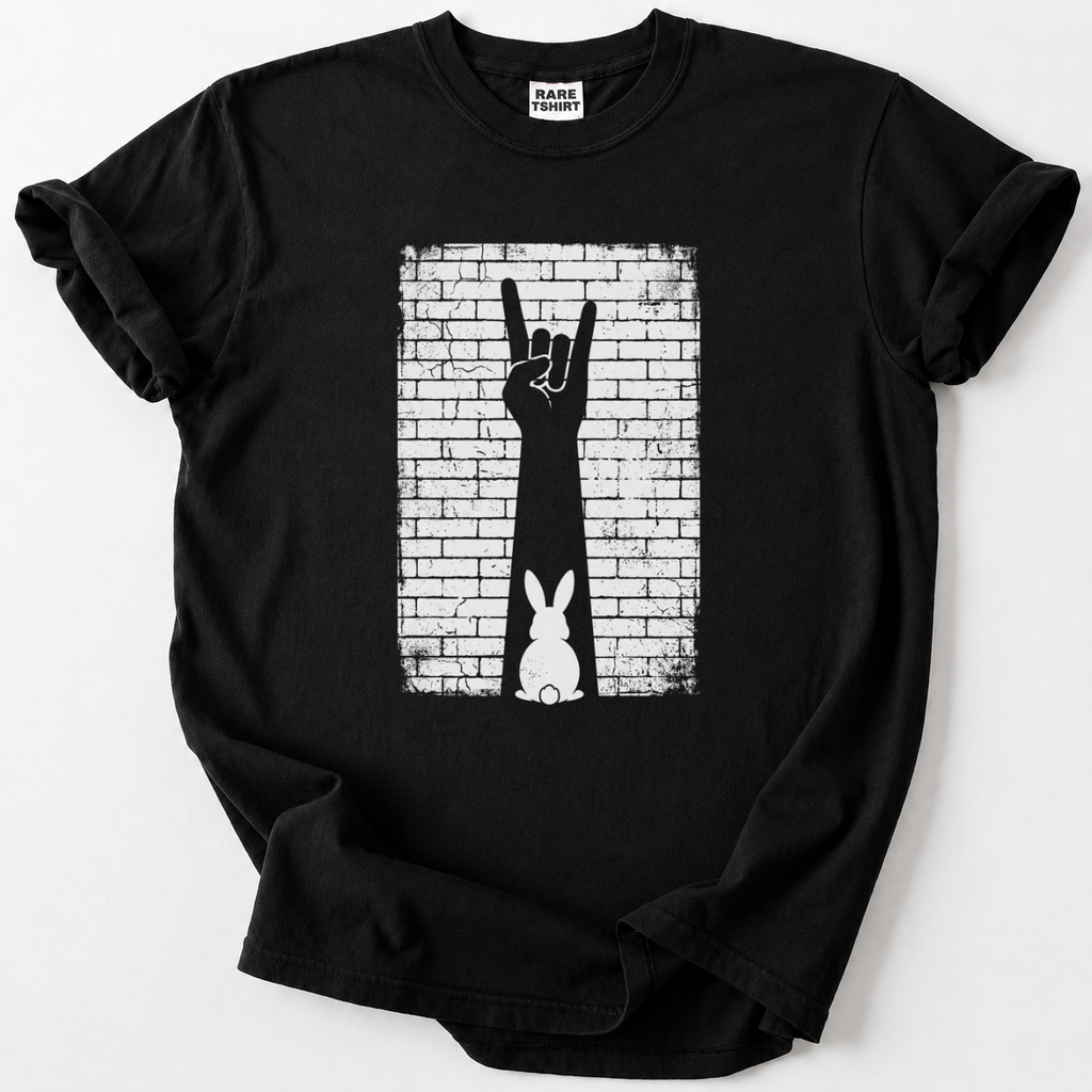 Rock your style with our cool bunny rock-hand tee! Perfect for music lovers with a sense of humor.