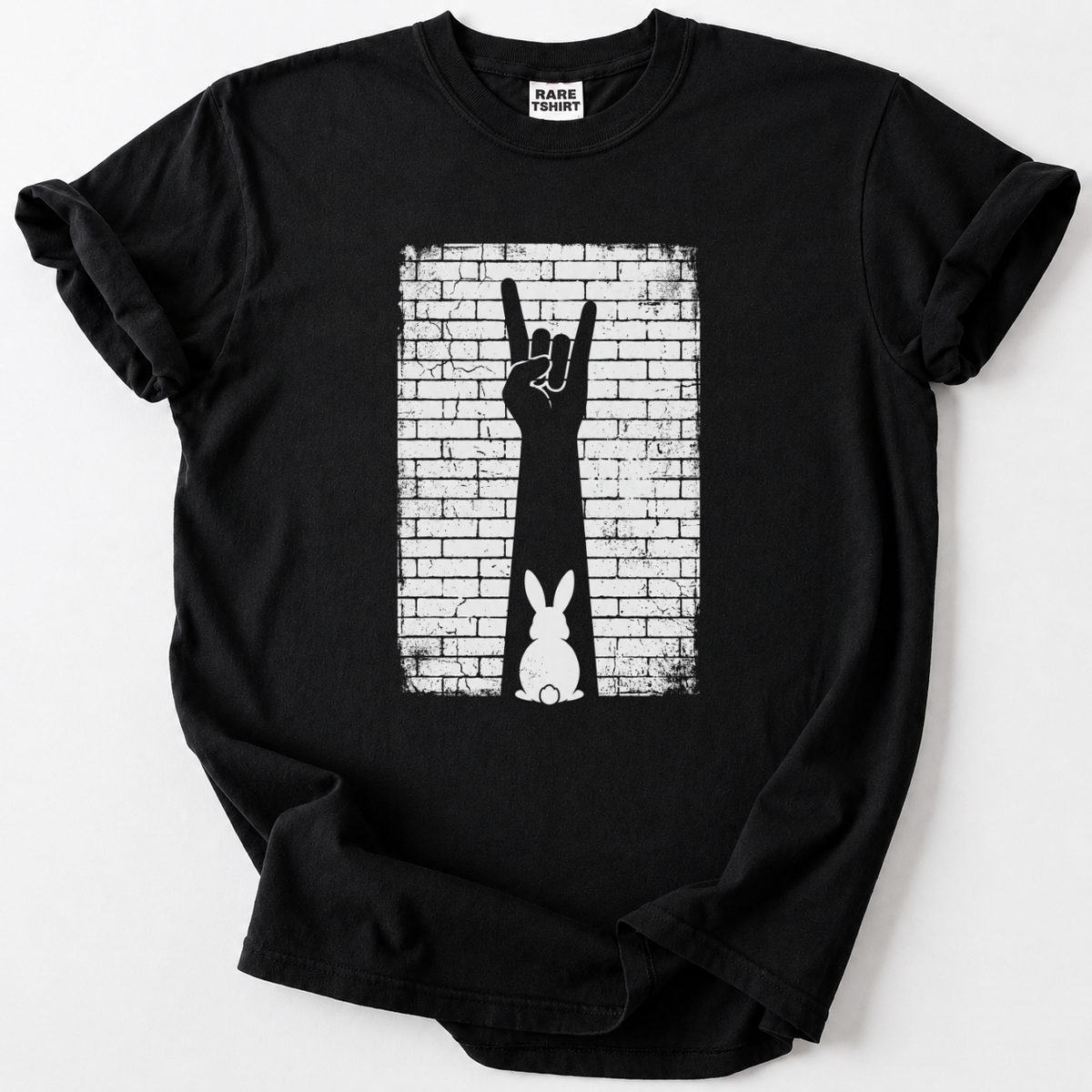 Rock your style with our cool bunny rock-hand tee! Perfect for music lovers with a sense of humor.