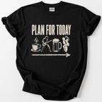 Coffee Guitar Beer graphic t-shirt, black cotton tee with classic rock lifestyle design