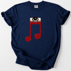 Unique piano player t-shirt with artistic music note design. Premium soft cotton, perfect gift for musicians &amp; music lovers.