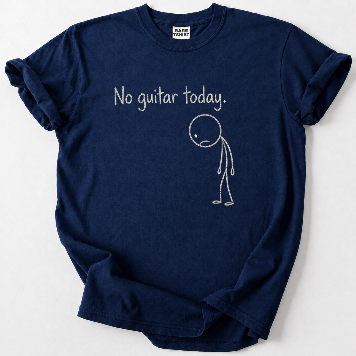 Feeling lost without your six-string? Our witty "No Guitar Today" t-shirt makes the perfect gift for guitarists and rock music fans. 
