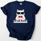 Shop our Cool Cat Piano Player Tee, a fun, quirky design for music lovers and cat fans. Soft, premium cotton.