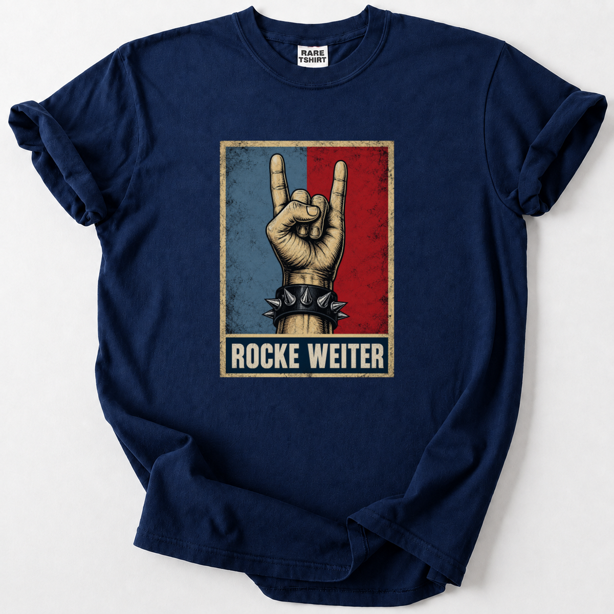 Zeig deine Rock-Attitüde mit unserem Vintage-Design "Rocke Weiter"! Weiche Baumwolle, zeitloser Print, perfekt für echte Musikfans.