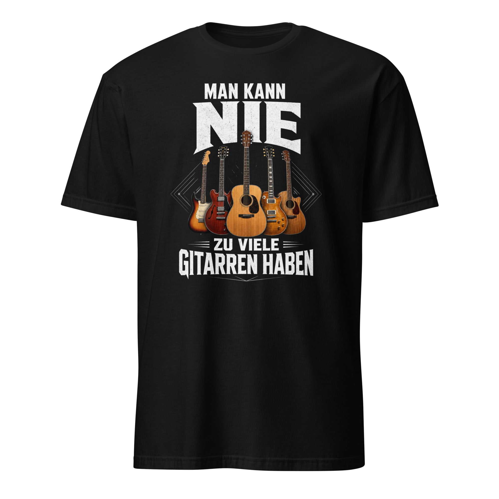 Schwarzes Gitarrist T-Shirt mit Aufdruck Man kann NIE zu viele Gitarren haben
