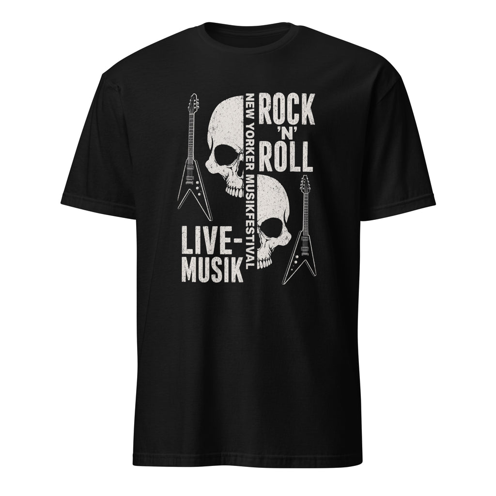 Rock 'n' Roll Skull Design T-Shirt mit klassischen Gitarren Vintage Print