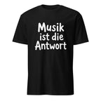 Schwarzes T-Shirt mit Musik-Statement-Print "Musik ist die Antwort" für Musikfans
