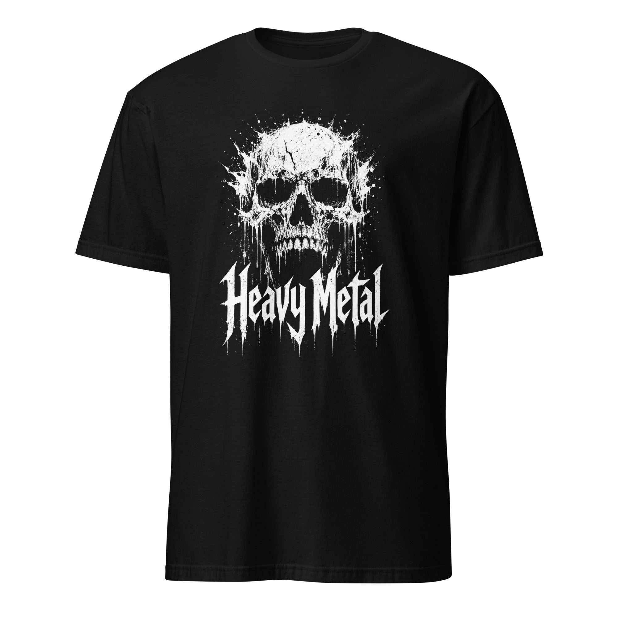 Schwarzes Heavy Metal T-Shirt mit Totenkopf-Design und Schriftzug für Rockfans
