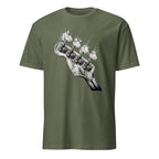 Vintage distressed bass guitar headstock t-shirt design for rock and music lovers

