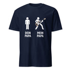 "Gitarren Papa T-Shirt mit lustigem Stick-Figuren Design, Mein Papa spielt Gitarre, cooles Musiker Vater Shirt"
