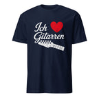 Vintage Ich liebe Gitarren T-Shirt, rotes Herz, Gitarrenhals 
