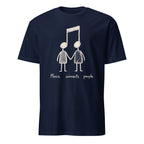  t-shirt with music note and couple holding hands, "Music Connects People" graphic design